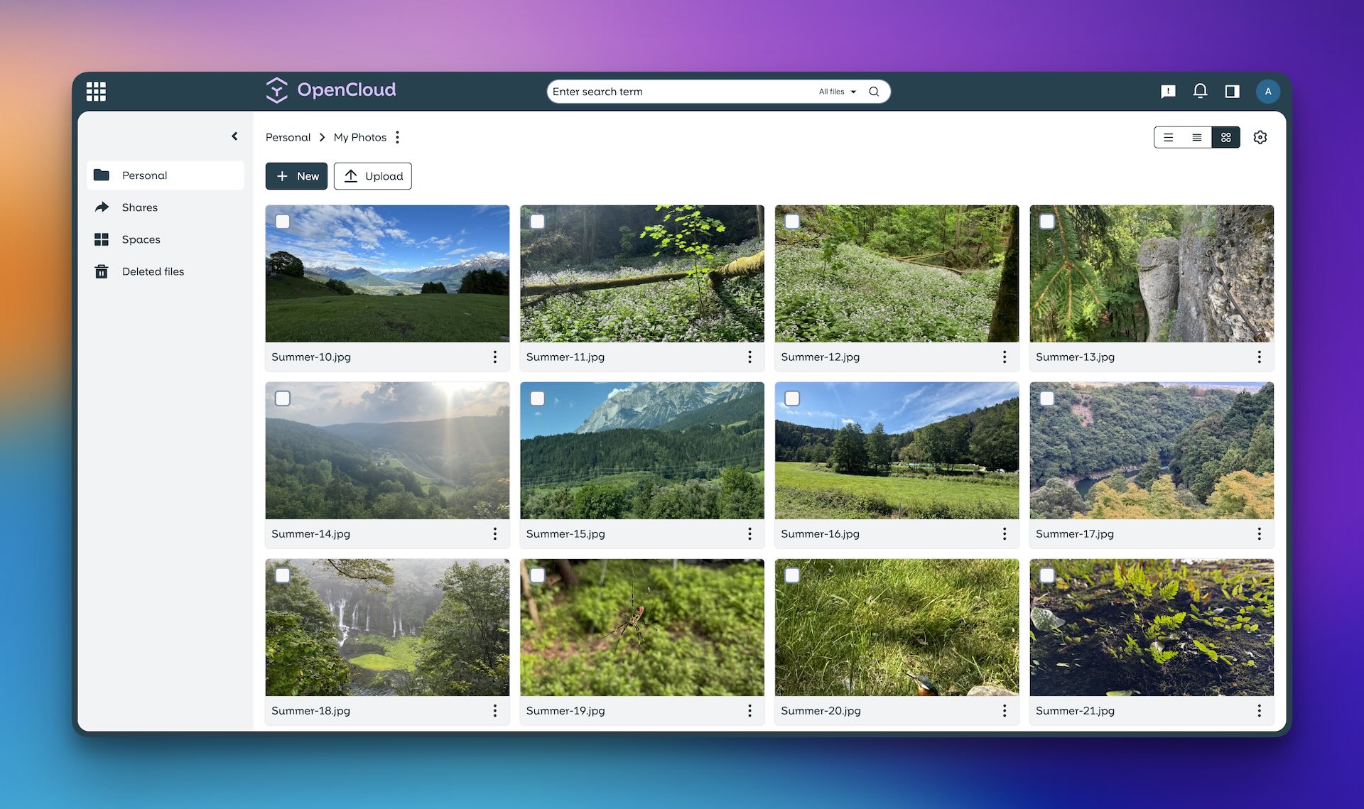 image depicting the opencloud main page